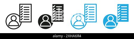Icona delle caratteristiche della personalità simbolo vettoriale o collezione di set di segni in bianco e nero Illustrazione Vettoriale