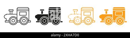 Icona del treno giocattolo simbolo vettoriale o collezione di set di insegne in bianco e nero Illustrazione Vettoriale