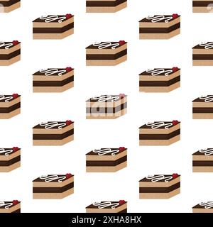 Torta al cioccolato con crema al burro. Motivo senza cuciture. Illustrazione Vettoriale