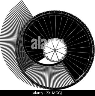 Scala a chiocciola Vector. Illustrazione isolata su sfondo bianco. Illustrazione vettoriale delle scale elicoidali circolari. Illustrazione Vettoriale