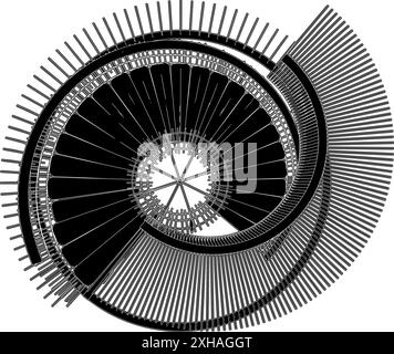 Scala a chiocciola Vector. Illustrazione isolata su sfondo bianco. Illustrazione vettoriale delle scale elicoidali circolari. Illustrazione Vettoriale