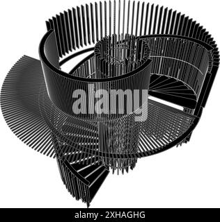 Scala a chiocciola Vector. Illustrazione isolata su sfondo bianco. Illustrazione vettoriale delle scale elicoidali circolari. Illustrazione Vettoriale