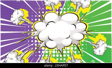 Esplosione colorata in stile comico con effetti dinamici Illustrazione Vettoriale