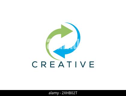 Modello di design con logo freccia di scambio astratto minimalista e professionale Illustrazione Vettoriale