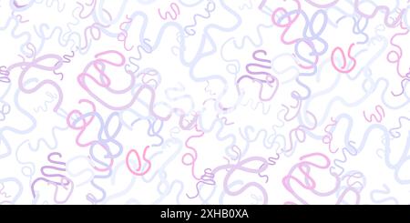 Tratti di pennello ondulati e vorticati. Striscione colorato con linee curve e forme geometriche astratte. Carta da parati astratta a labirinto con bru ondulato e vorticato Illustrazione Vettoriale