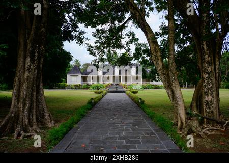 Saint Aubin, Mauritius - 18 ottobre 2023: Facciata del Domaine de Saint Aubin e del le Saint Aubin Restaurant House Foto Stock