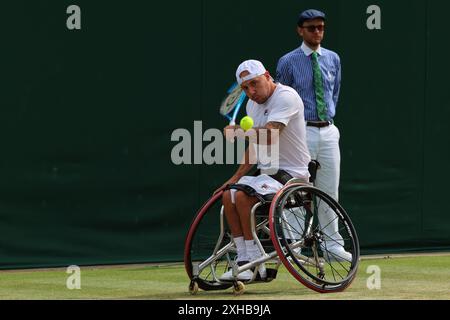 Andy Lapthorne, Gran Bretagna, nei campionati di Wimbledon 2024. Foto Stock