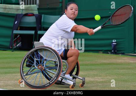 Ziying Wang della Cina nei campionati femminili di Wimbledon 2024. Foto Stock