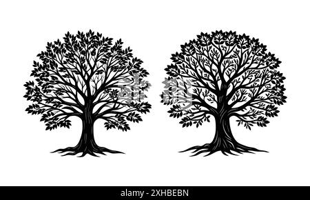 Grafica vettoriale della collezione di alberi illustrazione della silhouette, Illustrazione Vettoriale