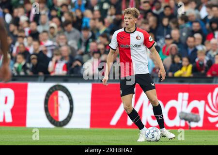 Rotterdam, Paesi Bassi. 13 luglio 2024. ROTTERDAM, PAESI BASSI - 13 LUGLIO: Jan Plug of Feyenoord in azione durante l'amichevole di pre-stagione tra il Feyenoord e il KRC Genk allo Stadion Feijenoord il 13 luglio 2024 a Rotterdam, Paesi Bassi. (Foto di Hans van der Valk/Orange Pictures) credito: Orange Pics BV/Alamy Live News Foto Stock