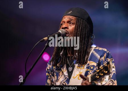 Bernard Allison voce, chitarra. Xettx, Deutschland, Gaildorf, 12.07.2024, 28. Bluesfest, 2024, , Bernard Allison USA, Kocherwiese foto: A2 Bildagentur/Peter Hartenfelser *** Bernard Allison voce, chitarra xettx, Germania, Gaildorf, 12 07 2024, 28 Bluesfest, 2024, , Bernard Allison USA , Kocherwiese Photo A2 Bildagentur Peter Hartenfelser Foto Stock