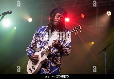 Bernard Allison voce, chitarra. Xettx, Deutschland, Gaildorf, 12.07.2024, 28. Bluesfest, 2024, , Bernard Allison USA, Kocherwiese foto: A2 Bildagentur/Peter Hartenfelser *** Bernard Allison voce, chitarra xettx, Germania, Gaildorf, 12 07 2024, 28 Bluesfest, 2024, , Bernard Allison USA , Kocherwiese Photo A2 Bildagentur Peter Hartenfelser Foto Stock