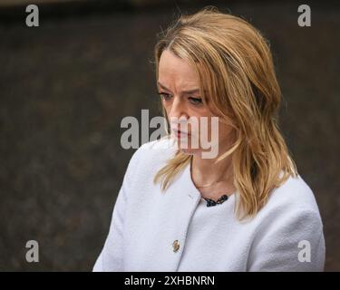 Laura Kuenssberg, redattrice politica e conduttrice televisiva della BBC, High angle, Londra, Regno Unito Foto Stock