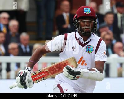 LONDRA, Regno Unito, JULY10: Kraigg Brathwaite delle Indie occidentali in azione durante Rothesay test il suo test Day 1 of 5 match tra Inghilterra e Indie occidentali al Lord's Cricket Ground di Londra il 10 luglio 2024 Foto Stock