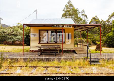 Stazione ferroviaria National Park in Tasmania Australia Foto Stock