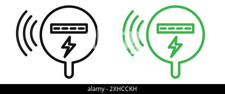 Icona del misuratore elettrico simbolo vettoriale o set di insegne con contorno bianco e nero Illustrazione Vettoriale