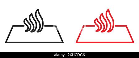 Icona calore simbolo vettoriale o insieme di set di segni con contorno bianco e nero Illustrazione Vettoriale