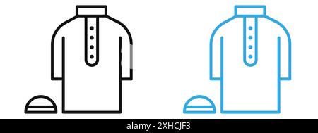Icona abiti Ramadan simbolo vettoriale o collezione di set di insegne in bianco e nero Illustrazione Vettoriale