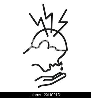 Icona di ansia o stress simbolo vettoriale o collezione di set di segni in bianco e nero Illustrazione Vettoriale