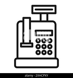 Icona del registratore di cassa simbolo vettoriale o collezione di set di insegne in bianco e nero Illustrazione Vettoriale