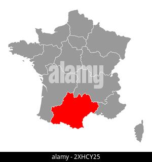 Occitania di Francia forma del simbolo della mappa, concetto piatto di viaggio icona simbolo vettore . Illustrazione Vettoriale