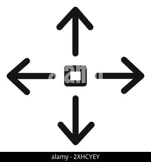 Espandi il contorno vettoriale del logo dell'icona in bianco e nero Illustrazione Vettoriale
