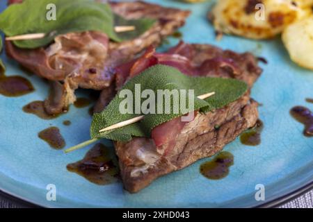 Saltimbocca alla romana vitello Foto Stock