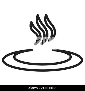 Collezione di simboli o set di simboli Onsen Icon Vector con contorno bianco e nero Illustrazione Vettoriale