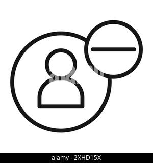 Rimuovere l'icona utente il simbolo vettoriale o la raccolta di set di segni in bianco e nero Illustrazione Vettoriale