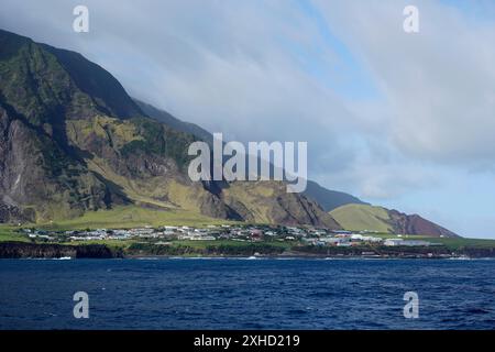 Edimburgo dei sette mari è l'unico insediamento dell'isola di Tristand da Cunha, parte del territorio britannico d'oltremare di St. Helena, Ascensione Foto Stock