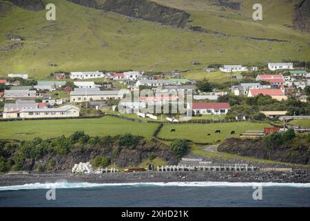 Edimburgo dei sette mari è l'unico insediamento dell'isola di Tristand da Cunha, parte del territorio britannico d'oltremare di St. Helena, Ascensione Foto Stock