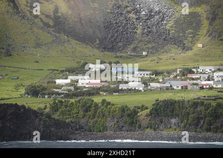 Edimburgo dei sette mari è l'unico insediamento dell'isola di Tristand da Cunha, parte del territorio britannico d'oltremare di St. Helena, Ascensione Foto Stock