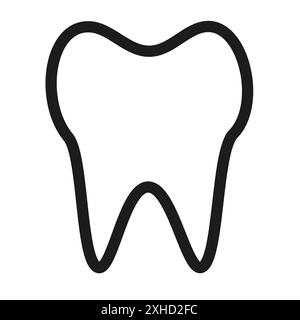 Icona del dente simbolo vettoriale o set di segni con contorno bianco e nero Illustrazione Vettoriale