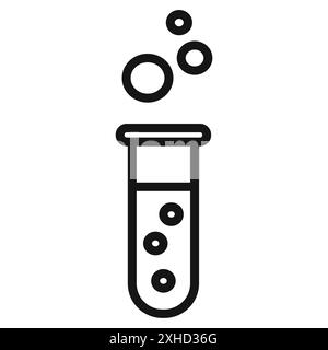 Icona della provetta di analisi simbolo del vettore o set di segni per la raccolta in bianco e nero Illustrazione Vettoriale