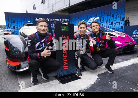 07 CONWAY Mike (gbr), KOBAYASHI Kamui (jpn), DE VRIES Nyck (nld), Toyota Gazoo Racing, Toyota GR010 - Hybrid #07, Hypercar, pole position durante la 6 ore Rolex 2024 di Sao Paulo, 5° round del FIA World Endurance Championship 2024, dal 12 al 14 luglio, 2024 sull'autodromo Jose Carlos Pace di Interlago, Brasile Foto Stock