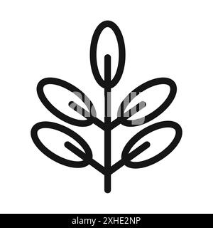 Acacia Icon Vector symbol o set di insegne con contorno bianco e nero Illustrazione Vettoriale