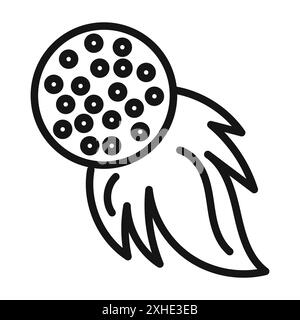 Masterizzazione dell'icona della palla da golf simbolo vettoriale o set di insegne con contorno bianco e nero Illustrazione Vettoriale