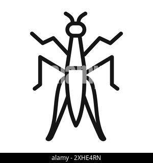 Icona Grasshopper simbolo vettoriale o collezione di set di simboli in bianco e nero Illustrazione Vettoriale