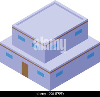 Edificio moderno a più livelli su sfondo bianco, perfetto per progetti architettonici e di costruzione Illustrazione Vettoriale
