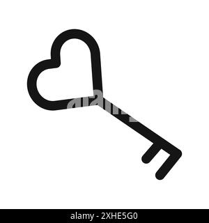 Icona della chiave amore simbolo vettoriale o collezione di set di insegne in bianco e nero Illustrazione Vettoriale