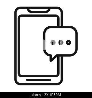 Icona del telefono messaggio simbolo vettoriale o collezione set di segnali con contorno in bianco e nero Illustrazione Vettoriale