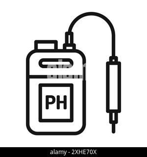 Icona del pHmetro simbolo vettoriale o set di segni raccolta in bianco e nero Illustrazione Vettoriale