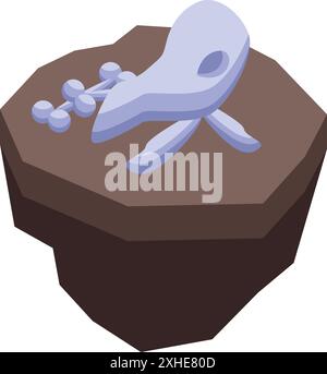 L'archeologo sta scoprendo fossili di scheletro di dinosauro nel terreno Illustrazione Vettoriale