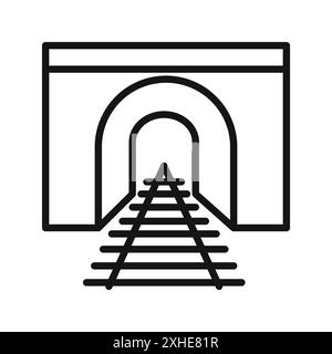 Icona dell'industria mineraria del tunnel collezione di simboli vettoriali o set di insegne in bianco e nero Illustrazione Vettoriale