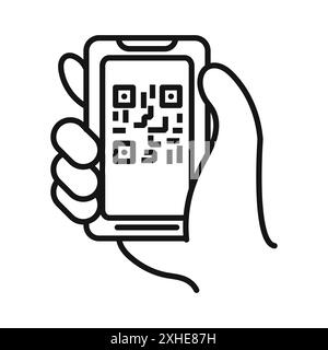 Icona di scansione del codice QR simbolo vettoriale o collezione di set di segni in bianco e nero Illustrazione Vettoriale