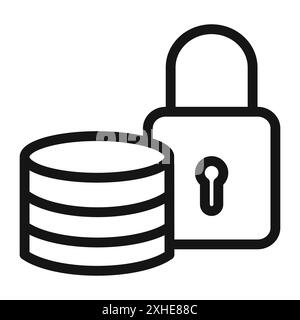 Insieme di simboli vettoriali o di set di simboli icona di base protetta con contorno in bianco e nero Illustrazione Vettoriale