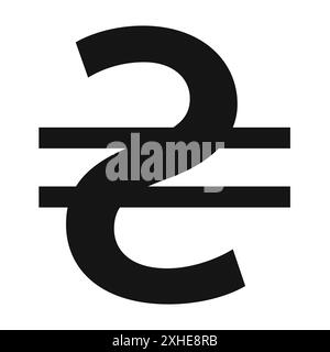 Icona Ucraina della grivna simbolo vettoriale o collezione di set di segni in bianco e nero Illustrazione Vettoriale