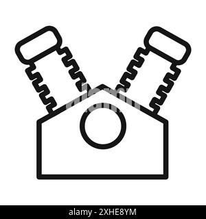 Icona della pompa del compressore dell'aria, simbolo vettoriale o set di simboli raccolta in bianco e nero Illustrazione Vettoriale