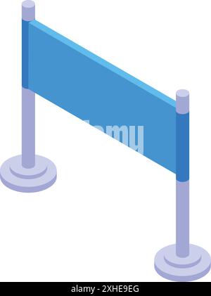 La barriera del nastro retrattile blu divide le persone in fila Illustrazione Vettoriale