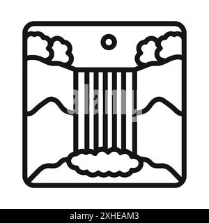 Icona cascata simbolo vettoriale o collezione di set di insegne in bianco e nero Illustrazione Vettoriale